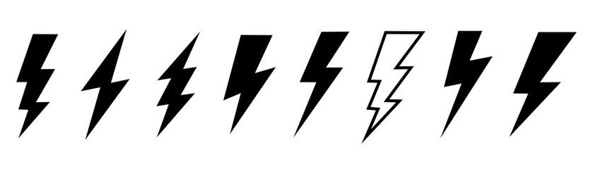 Lightning icon set. Lightning bolt flat style - stock vector.