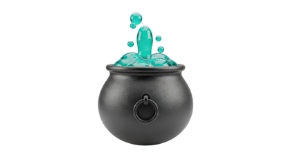 Bubbling Green Potion in a Cauldron