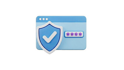 3D Security Shield with Password Input Icon