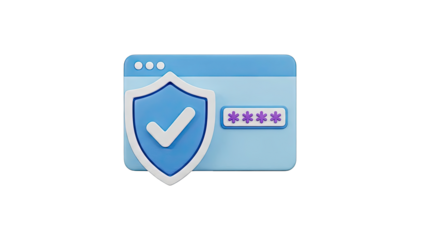 3D Security Shield with Password Input Icon