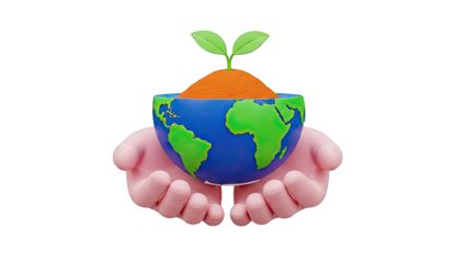 Hands Holding a Sprouting Earth