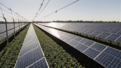 Solar Panels in a Field - Sustainable Energy Generation.