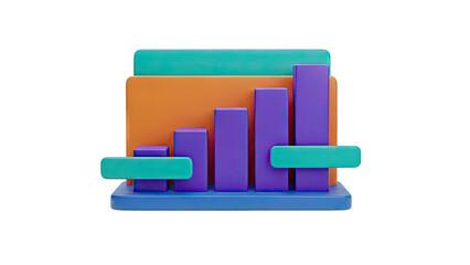 Abstract 3D Bar Chart with Teal and Orange Elements