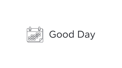Good Day text with minimalist line art calendar icon vector isolated PNG with Transparent Background