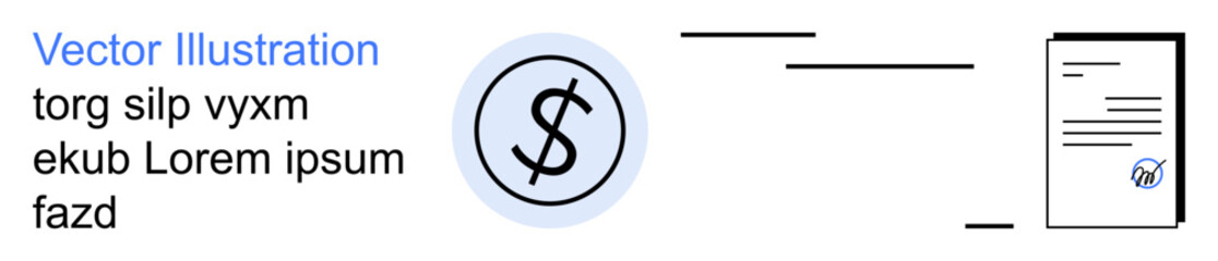 Obraz premium Financial security, documentation, digital finance, verification processes, payment authorization, contracts. Dollar symbol and document with checkmark. Financial security and documentation concept