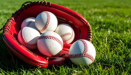 잔디 위의 야구 글러브와 야구공 Baseball Gloves and Balls on Green Grass
