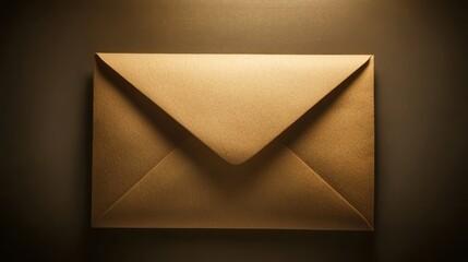 Closed brown paper envelope dark background triangular flaps texture communication message mail post