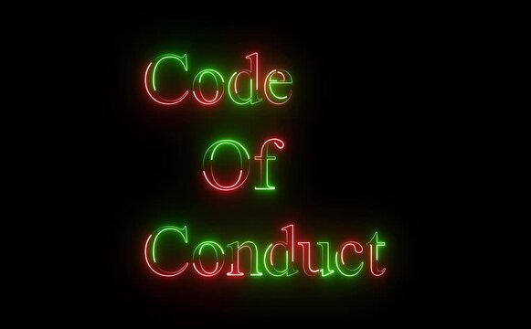 Code of conduct illuminated in neon lights