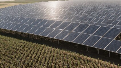 Solar Panels in Field - Renewable Energy Generation.