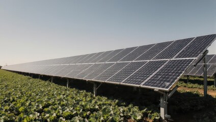 Solar Panels in Field - Sustainable Energy Generation.