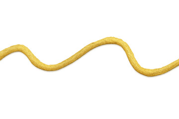 Yellow textured wavy rope or string with natural fibers, creating a border or decorative textured element on transparent background