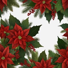 Winter Festive Bouquet on White Background