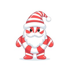 Obraz premium Festive Peppermint Santa: An adorable character embodying the holiday spirit, crafted from sweet peppermint candy, brings joy and whimsy to the festive season. 