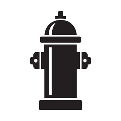 Simple vector illustration of a fire hydrant silhouette in black and white, designed with clean lines and strong contrast to create a bold, clear, and minimalist urban icon.