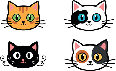 Obraz premium Illustrations of four different feline and fawn heads
