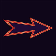 Retro Illuminated Arrow Sign Pointing Right Direction