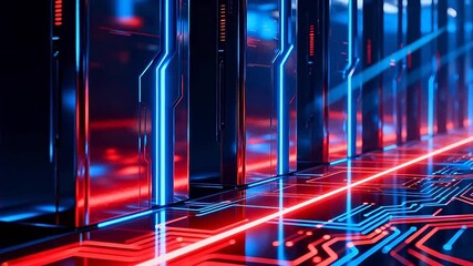 Futuristic circuitry with glowing lights - Powered by Adobe