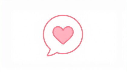 A sweet pink heart symbol inside a speech bubble, representing love, affection, and positive communication in a minimalist design