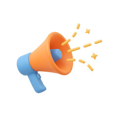 Megaphone 3D Icon on White Background