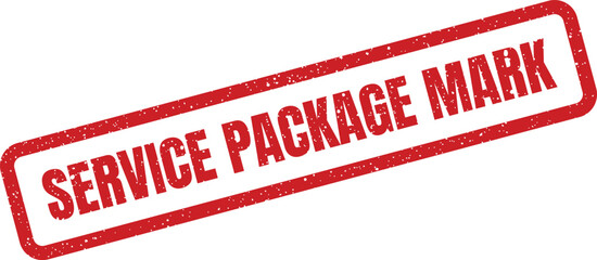 Gritty red rubber stamp mark showing Service Package Mark text, good for product offerings or bundled service visuals