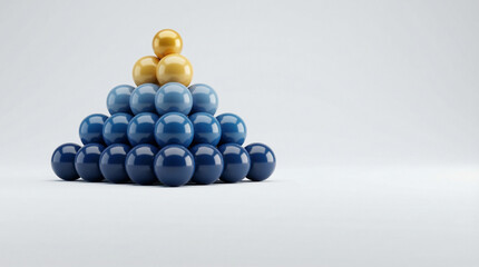 Strategic Business Growth, Golden Spheres Atop a Blue Pyramid, Representing Financial Planning and Professional Achievement