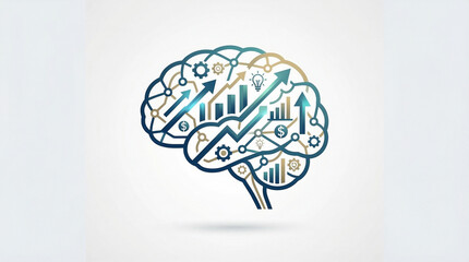 Professional Business Strategy, visualizing Financial Growth, Data Analysis, and Planning within a Creative Brain