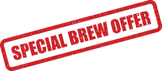 Grunge rubber stamp illustration displaying SPECIAL BREW OFFER text, ideal for promoting beverages and drinks