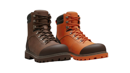 Brown and Orange Hiking Boots