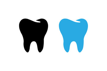 Tooth icon. Dental clinic logo. Human tooth vector illustration. Black and blue dentistry logo. Oral hygiene concept. Simple tooth pictogram design.