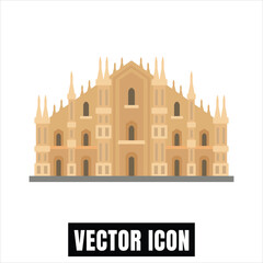 Milan Duomo Cathedral vector illustration, Italian landmark flat design with intricate facade