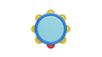 Blue and yellow tambourine with red detail