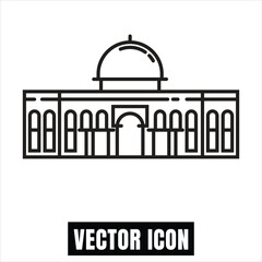 Mosque Landmark Icon, Islamic Architecture Vector Illustration, Flat Design