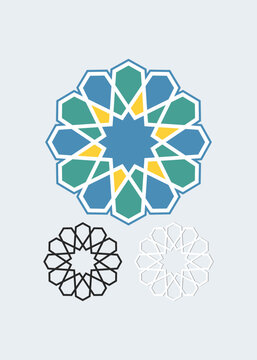A sophisticated icon representing the Islamic Decagram. This clean, geometric pattern uses balanced colors and precise linework for a timeless and elegant aesthetic.