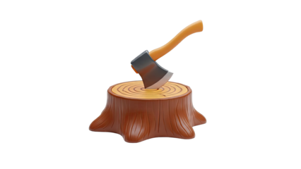 Axe embedded in a tree stump