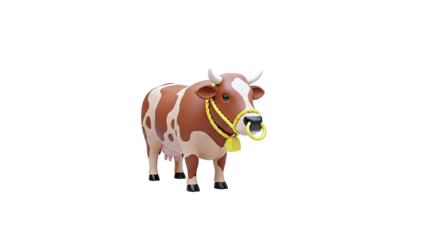 Cartoon Cow with Bell and Nose Ring
