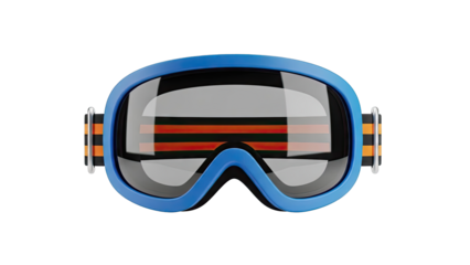 Blue Ski Goggles with Orange and Black Striped Strap
