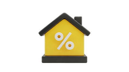 3D House with Percentage Symbol
