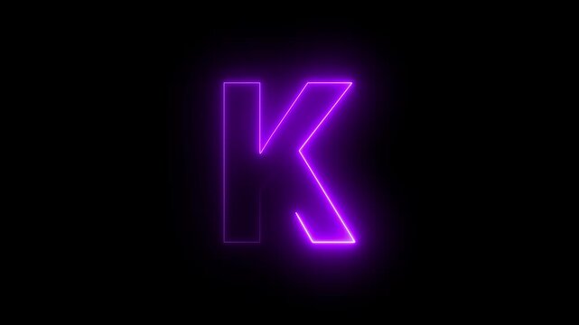A single uppercase letter K rendered in bright pink neon light, glowing against a deep black background, Animated neon letter K, colorful trendy glowing loop neon alphabet letter K,











