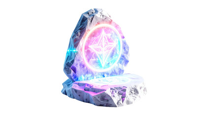 Icy stone structure with glowing symbol and light