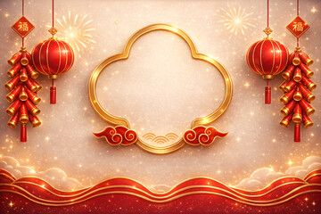 Vibrant Chinese New Year celebration background with red lanterns