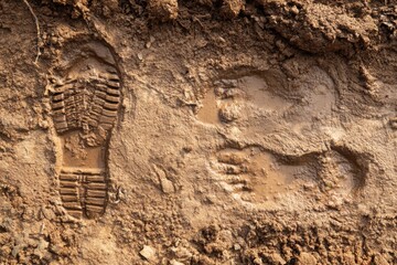 Obraz premium Muddy footprints in the dirt