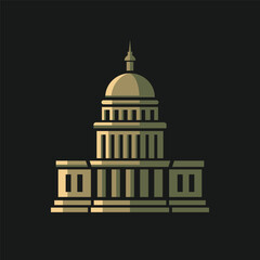 Stylized illustration of a domed government building in gold tones on a dark background, symbolizing authority, politics, and architecture.