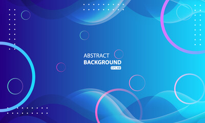 Abstract Blue Technology Background with Gradient Waves and Circles