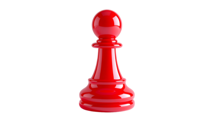 A glossy, red chess piece pawn isolated on a black background