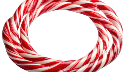 Red and white twisted candy canes forming a circular shape with a black background