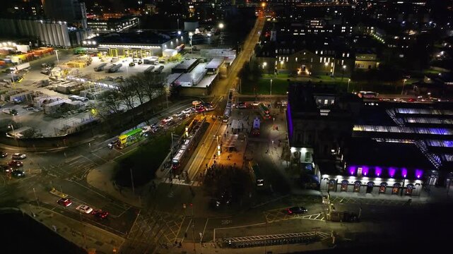 4K Cinematic Drone Footage of Heuston Station at night Ireland_037