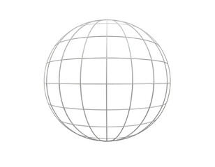 A 3D metallic wireframe globe on a black background, centered