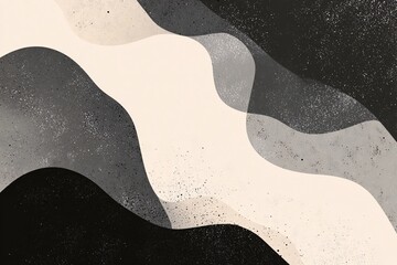 Obraz premium Abstract wavy pattern in neutral tones, featuring curves and gradients with a modern artistic touch.