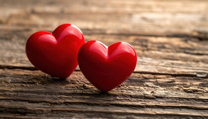 Fototapeta premium Generated image Original name(s): Red Hearts In love On Vintage Wooden Plank