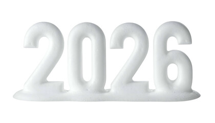 White, puffy 2026 numerals on a black background